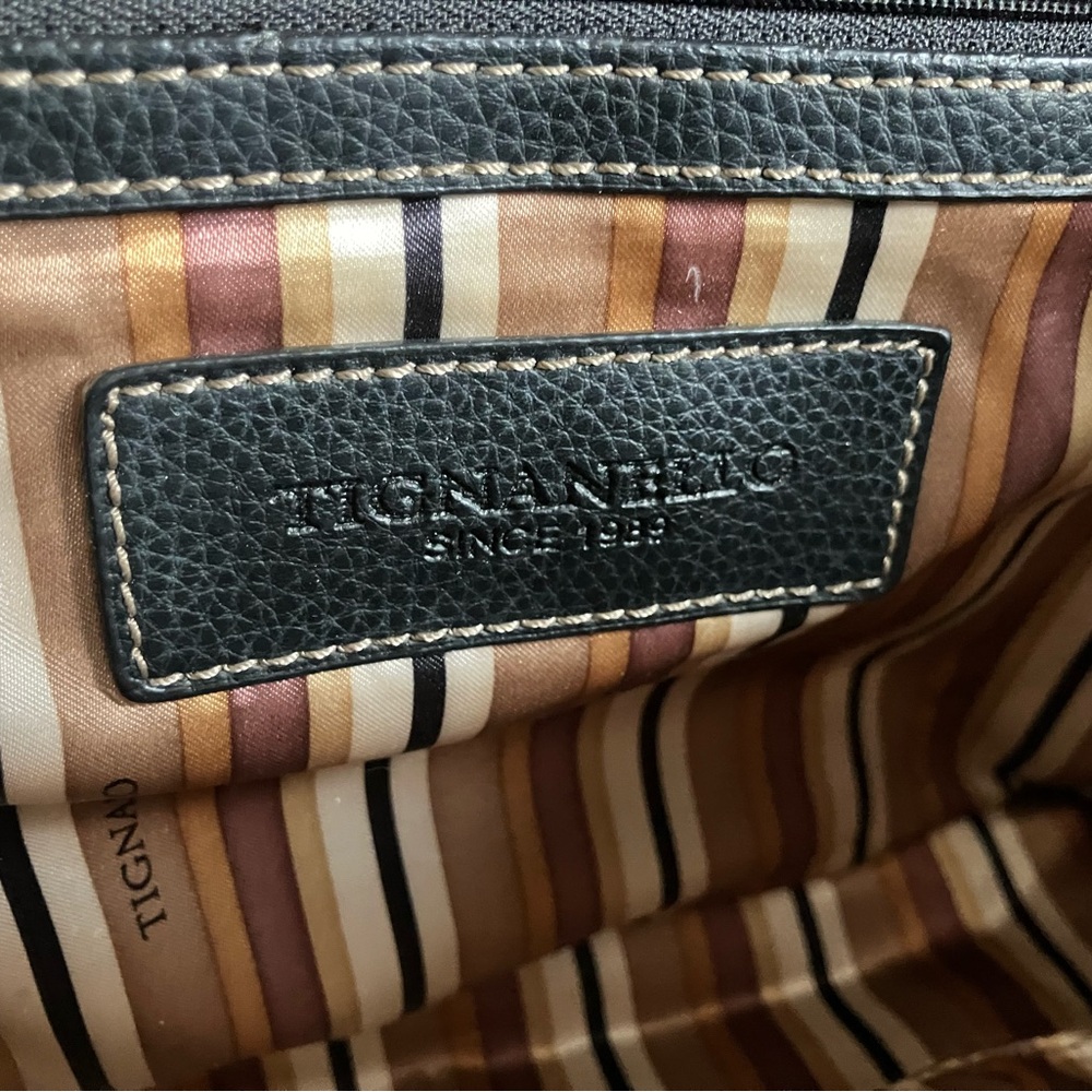 LIKE NEW! PERFECT AND SPOTLESS!TIGNANELLO BLACK & TAUPE LEATHER TOTE CROSSBODY - Picture 13 of 13